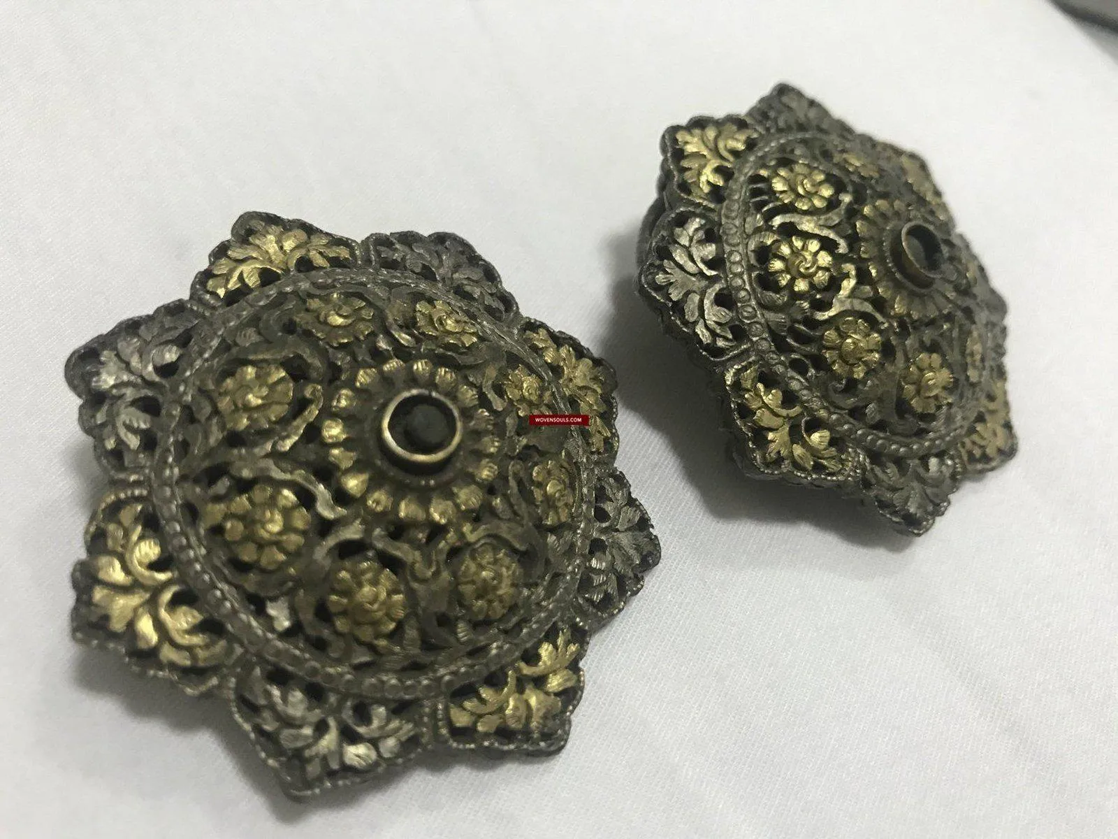 1263 SOLD Rare Antique Himalayan Silver Ornament Pair - Koma / Kooma from Sikkim