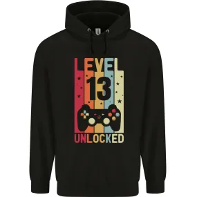 13th Birthday 13 Year Old Level Up Gaming Childrens Kids Hoodie