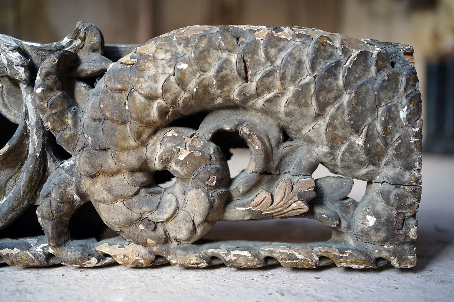 A George II Period Carved & Gilded Wood & Gesso Fragment c.1730