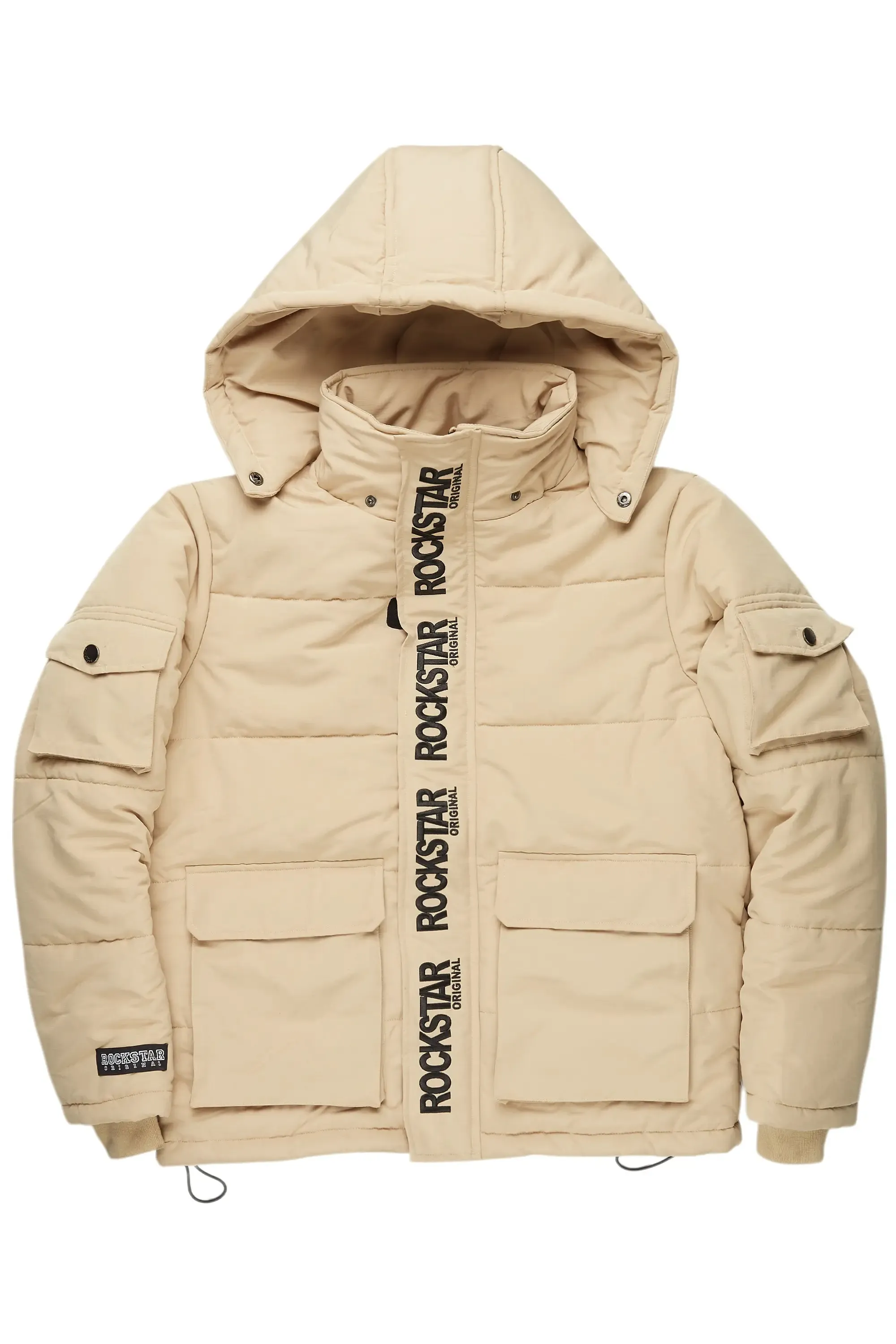 Adley Beige Utility Puffer Jacket