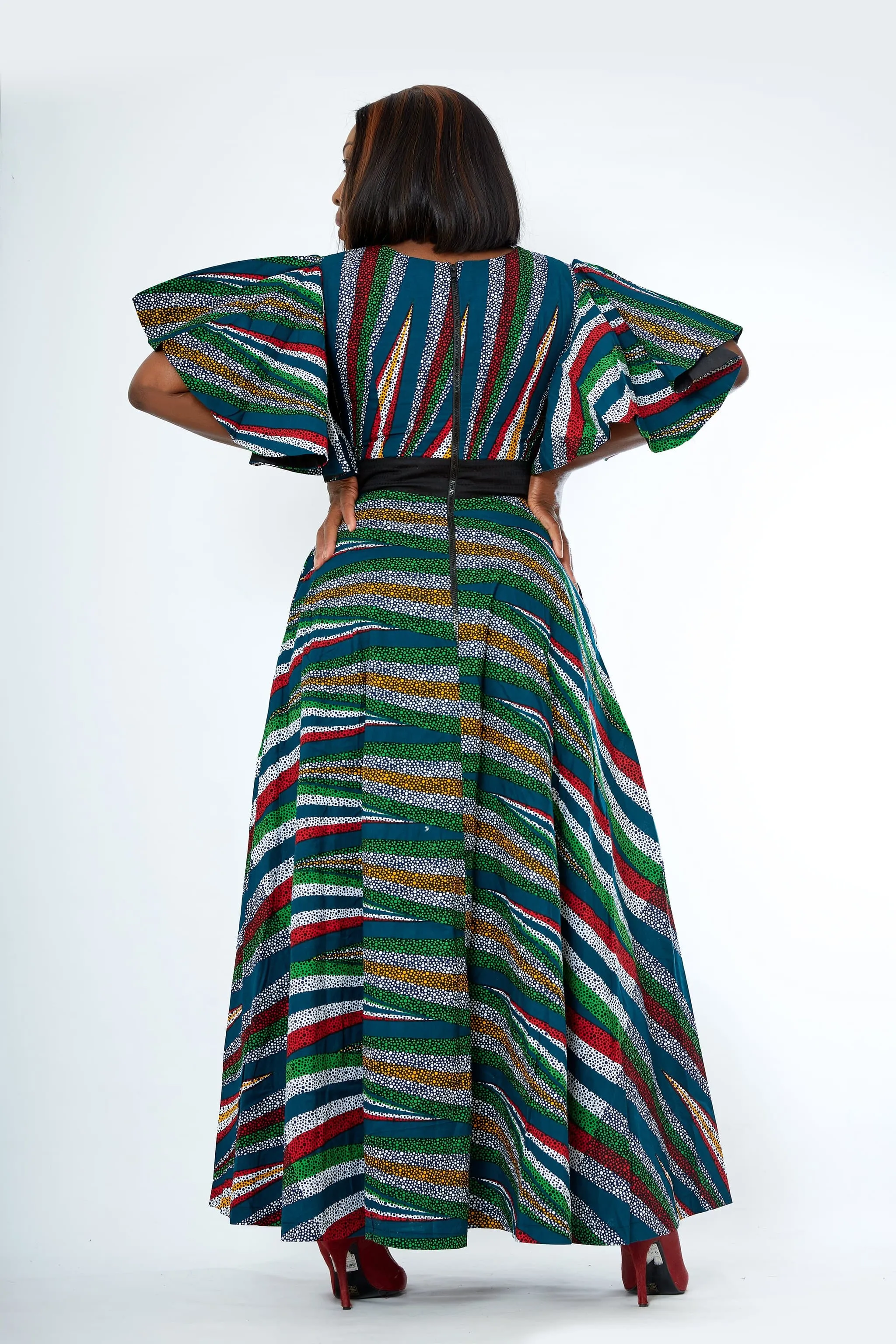 African Print Mixed Print Maxi Dress - Onome