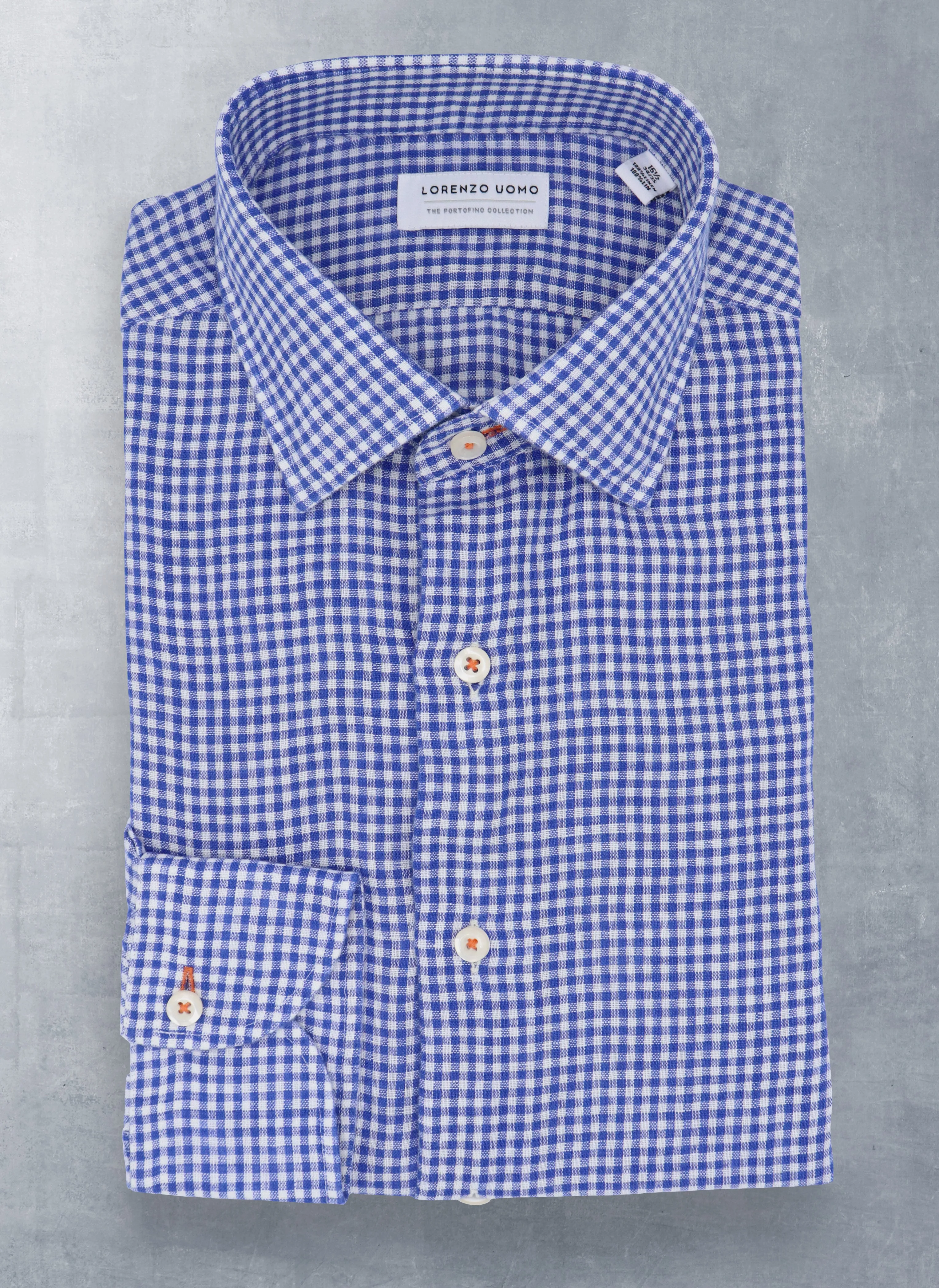 Alexander in Navy Gingham Linen Shirt