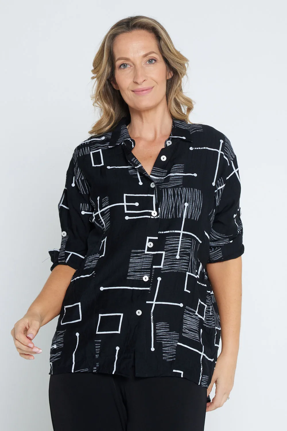 Auden Shirt - Black/White Print