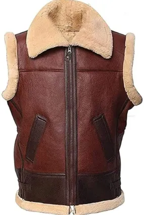 B3 Aviator Fur Bomber Brown Vest