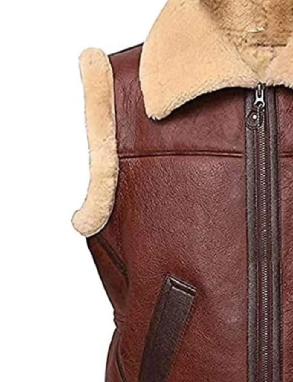 B3 Aviator Fur Bomber Brown Vest