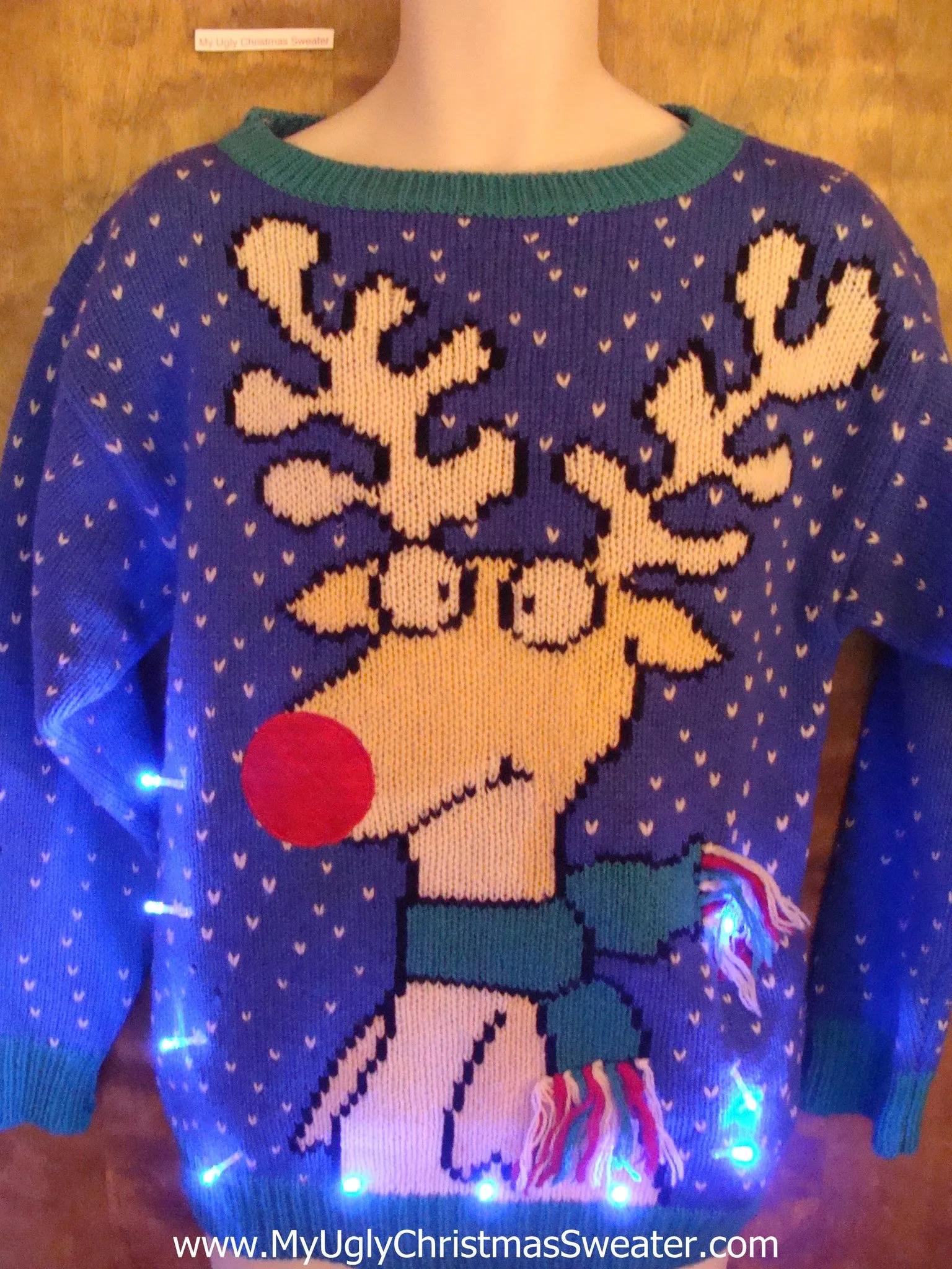 BEST 80s Funny Rudolph Reindeer Light Up Ugly Xmas Sweater