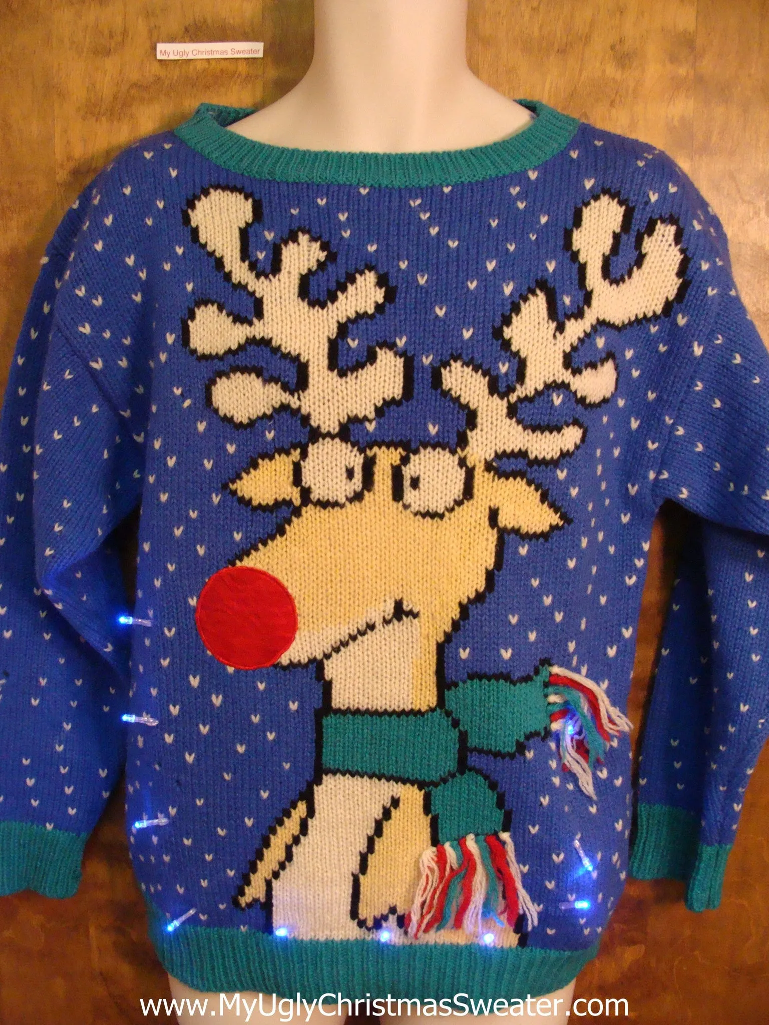 BEST 80s Funny Rudolph Reindeer Light Up Ugly Xmas Sweater