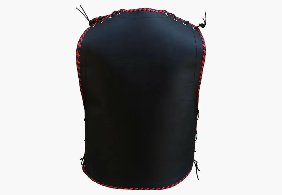 BGA Vigor 3-4mm Leather Motorcycle Vest Red