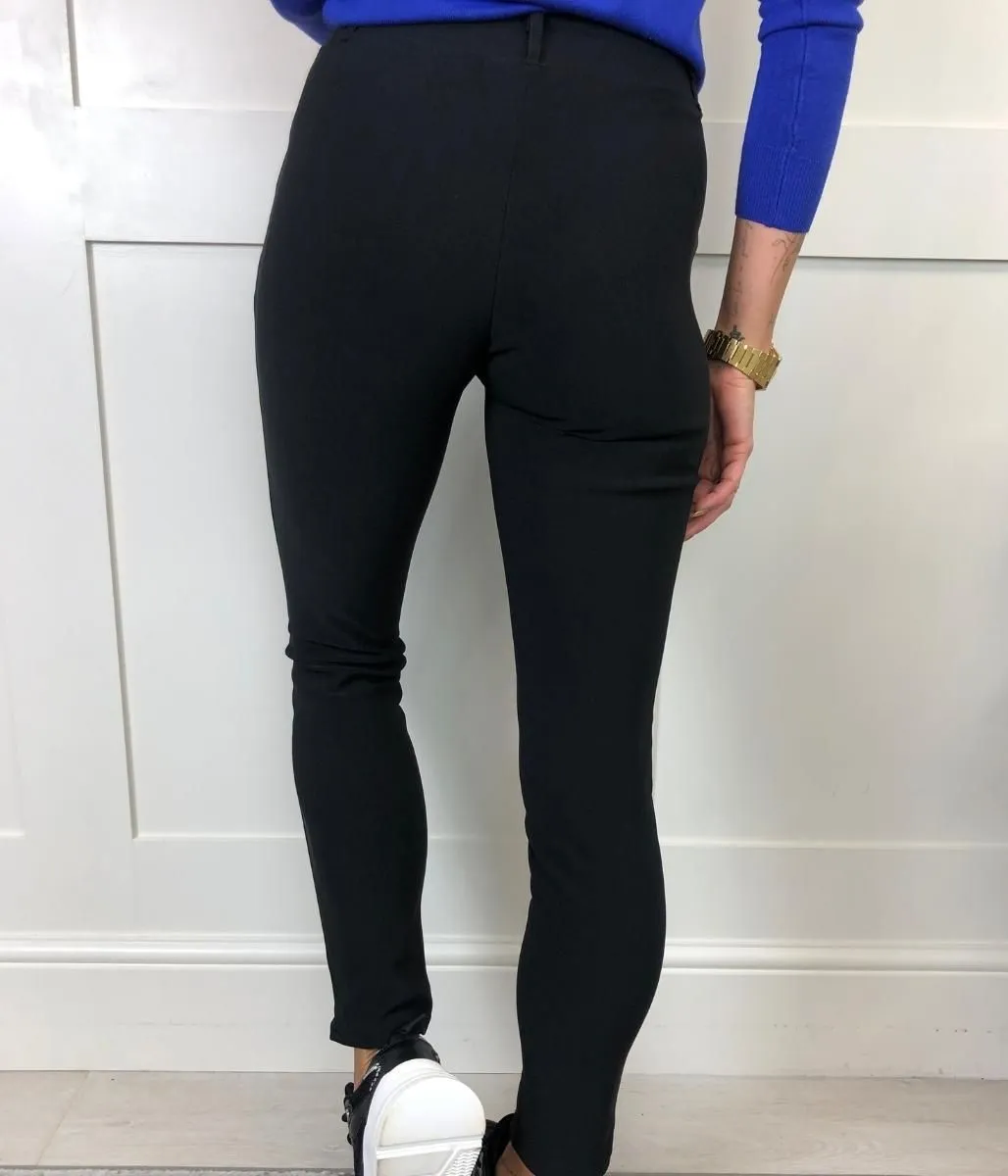 Black Ponte Stretch Trousers 8 10