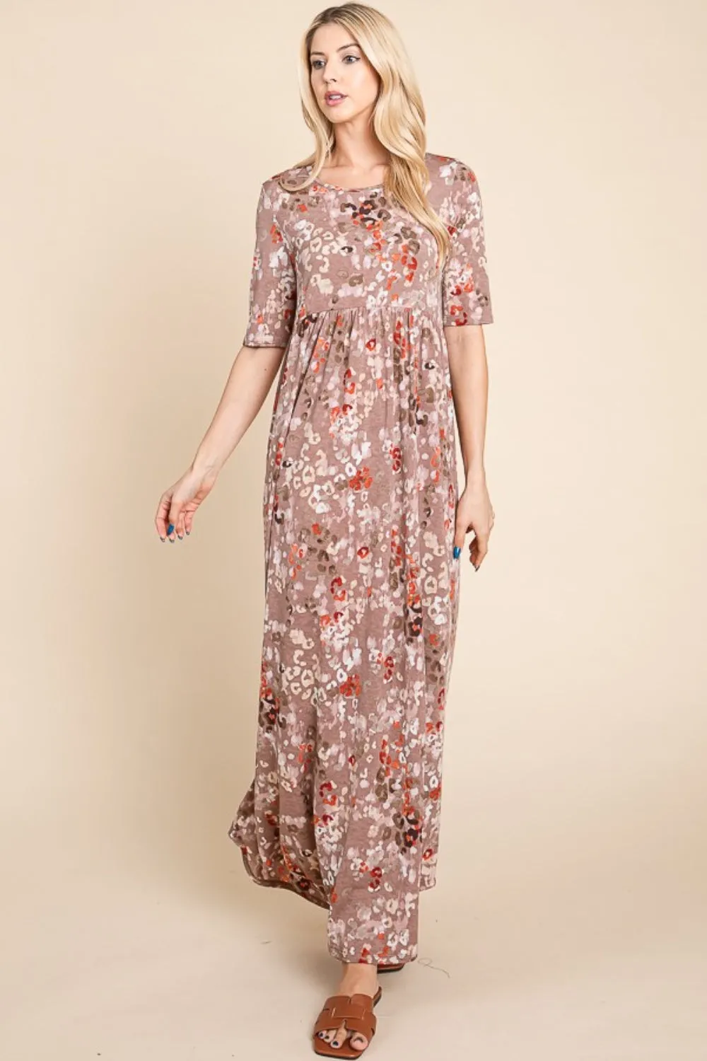 Blue Zone Planet |  BOMBOM Printed Shirred Maxi Dress