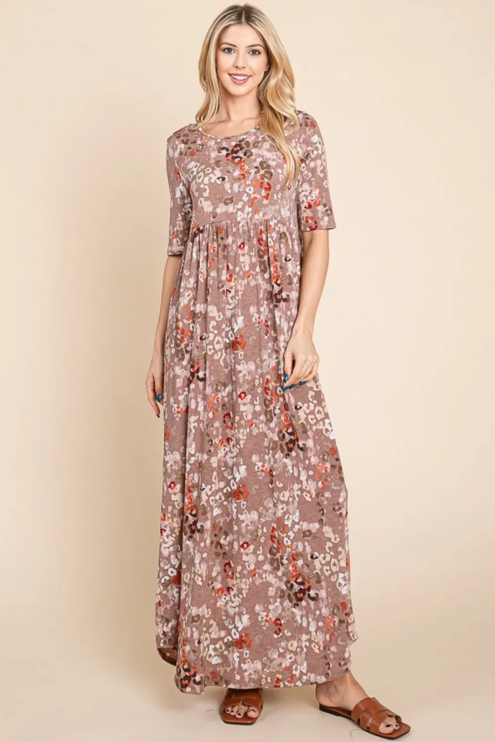 Blue Zone Planet |  BOMBOM Printed Shirred Maxi Dress