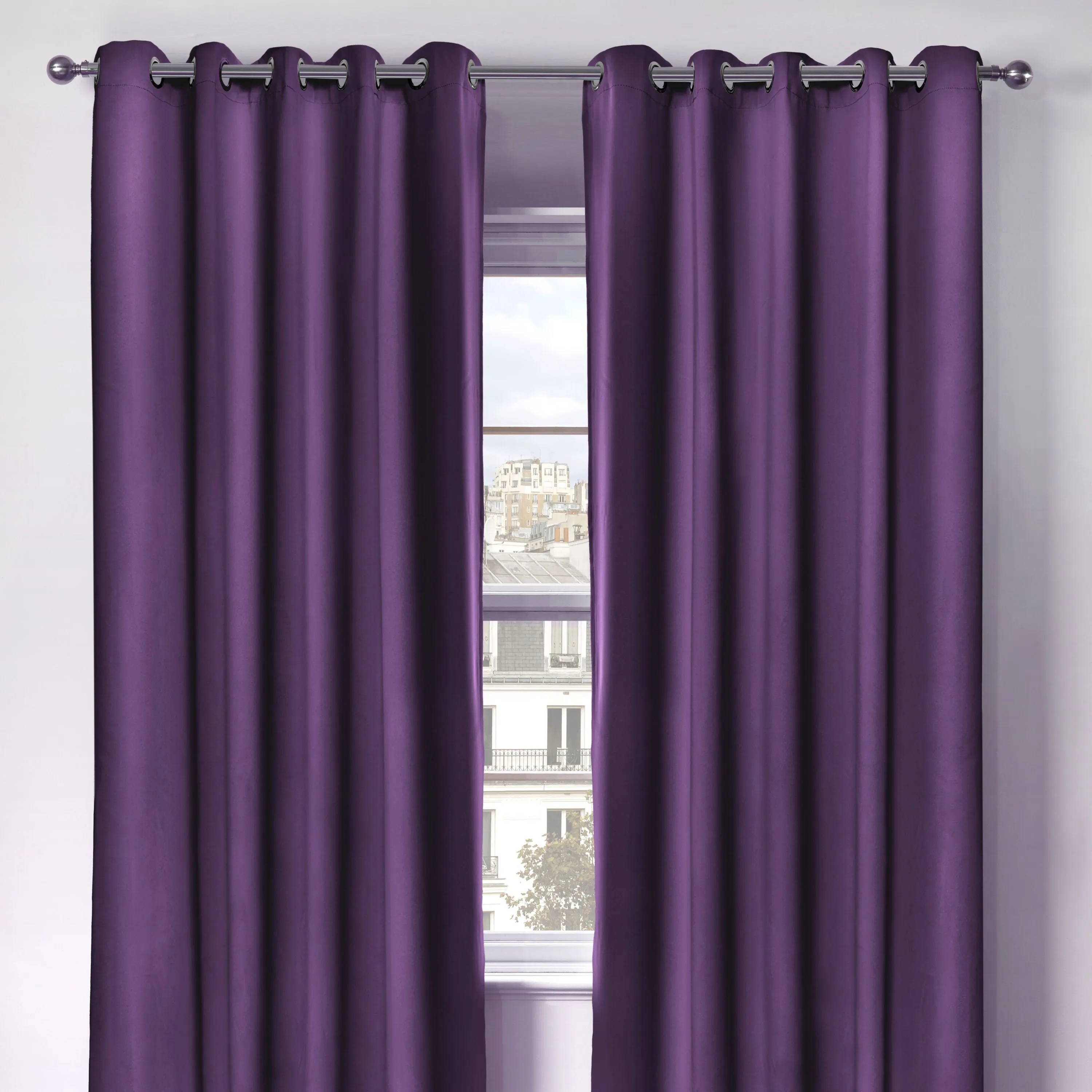 Cali Amethyst Purple Thermal Blackout Eyelet Curtains