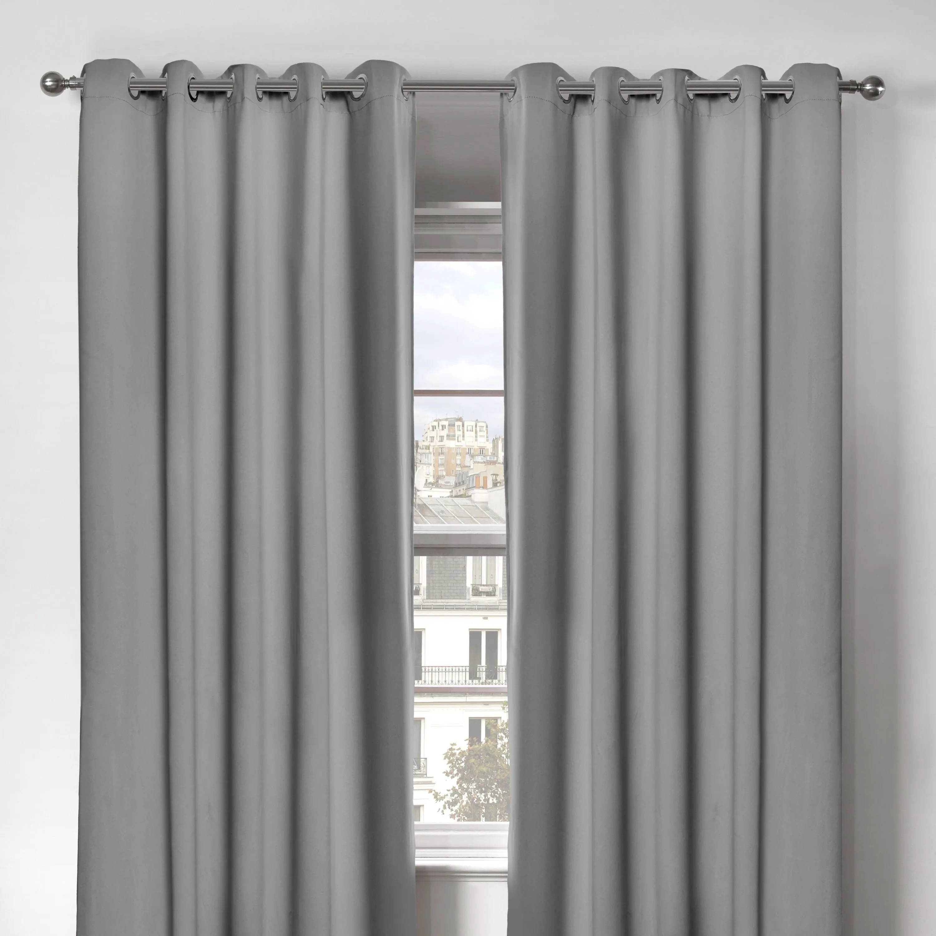 Cali Silver Thermal Blackout Eyelet Curtains