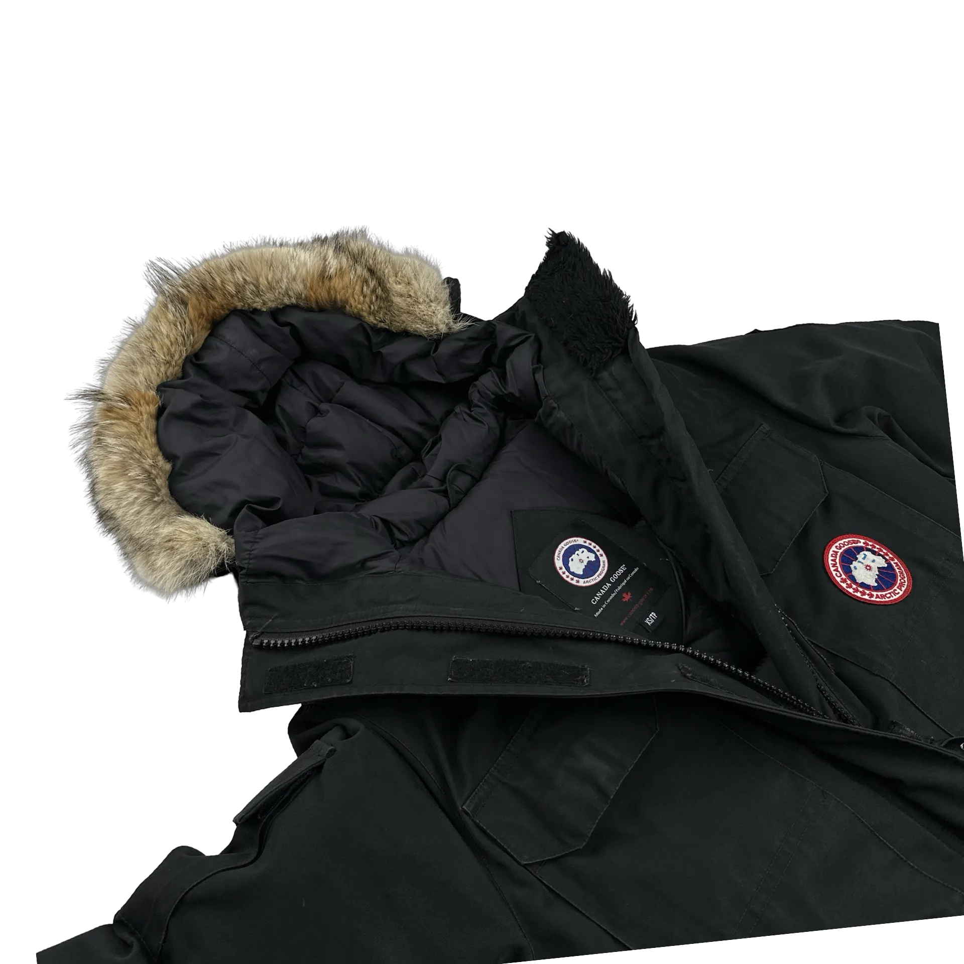 Canada Goose Black Premium Down Coyote Fur Hood Expedition Parka Jacket - XS