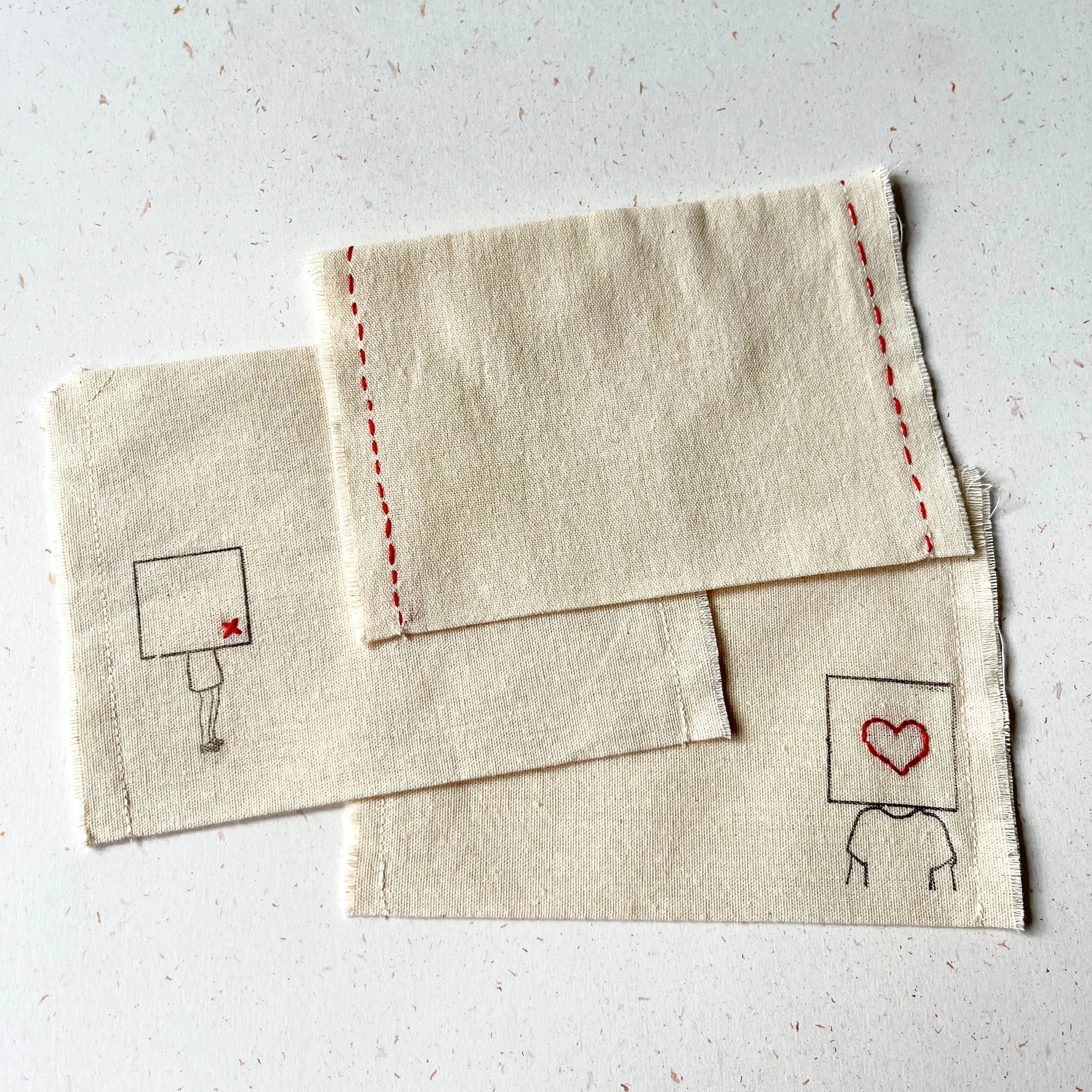 Card and Fabric Envelope - Set of 3