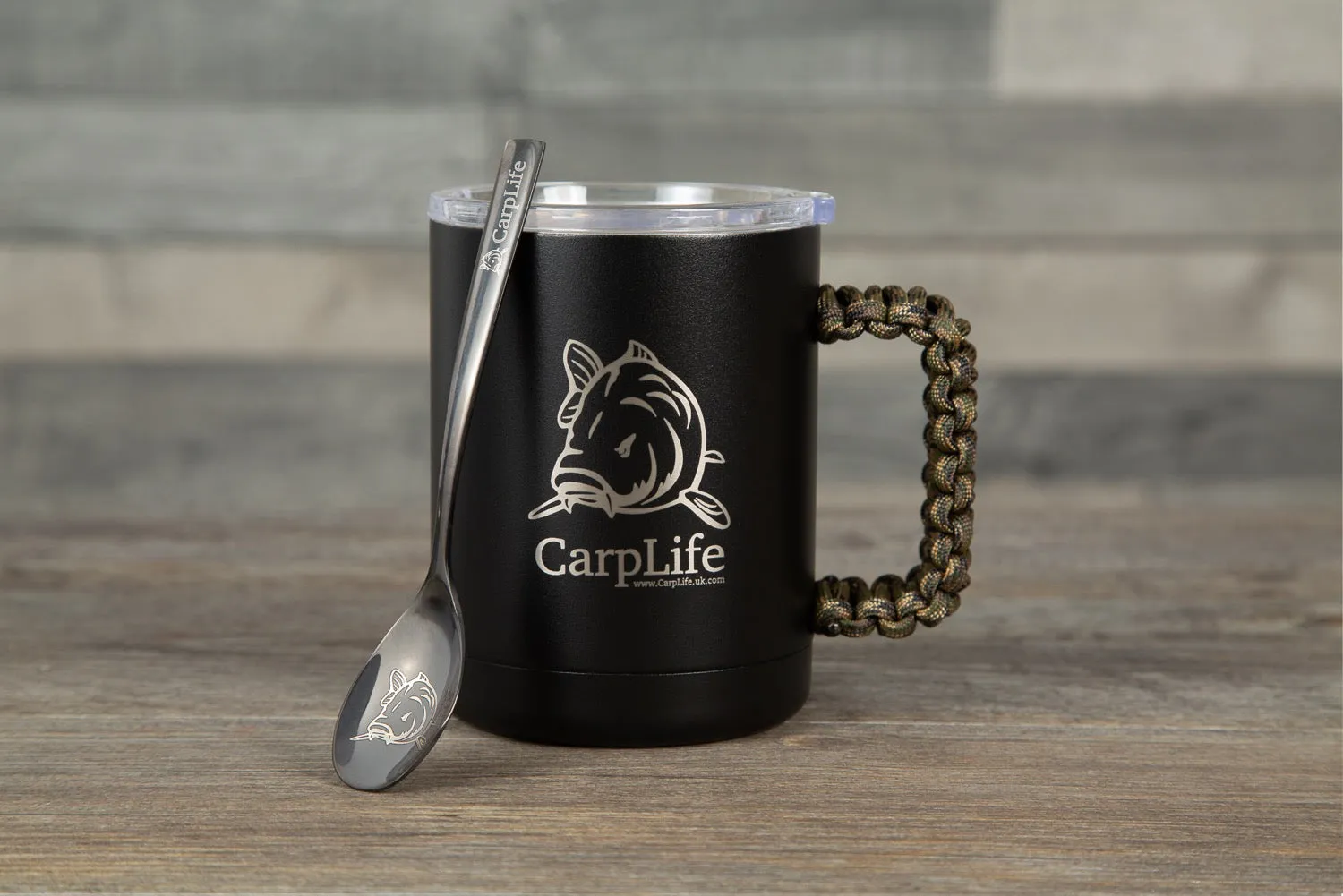 CarpLife Thermal Mug & Spoon Set - Camo Paracord Handle