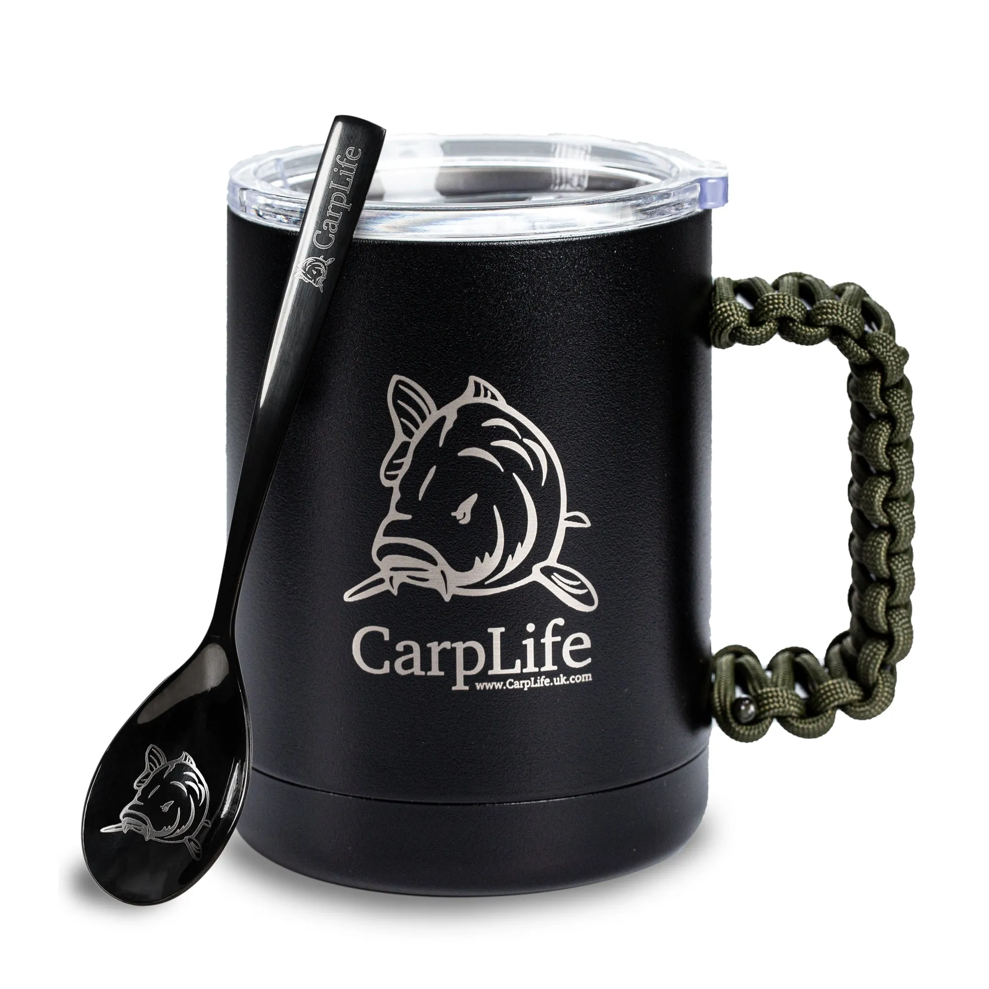 CarpLife Thermal Mug & Spoon Set - Camo Paracord Handle