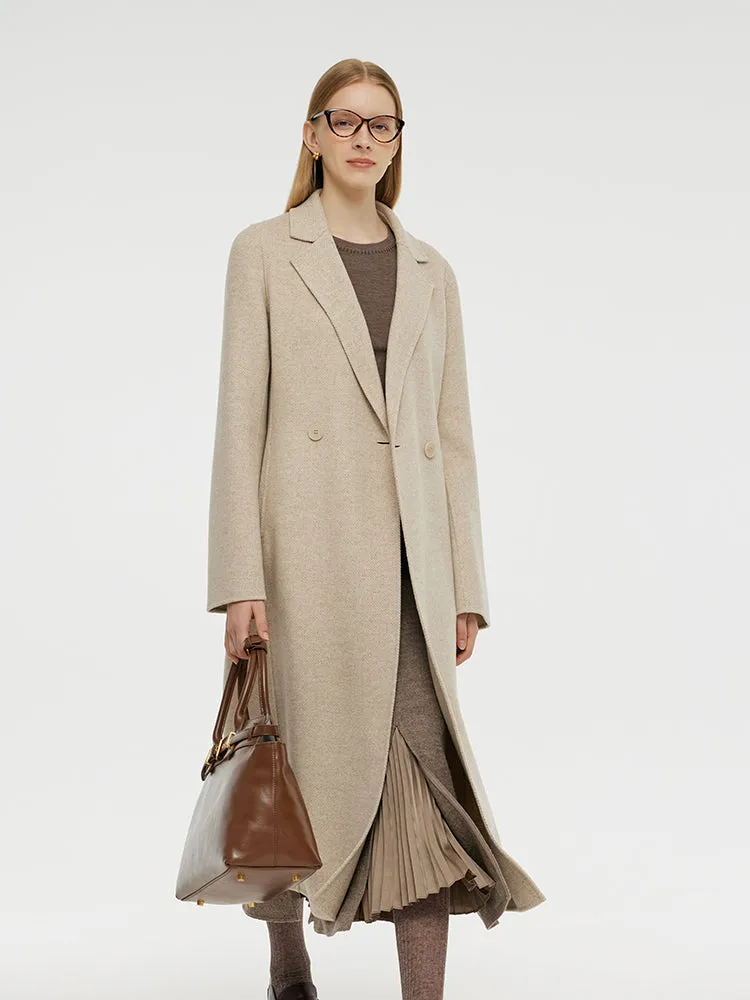 Cashmere And Wool Herringbone Women Wrap Coat