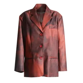 Casual Minimalist Blazers For Women Notched Collar Long Sleeve Patchwork Button Chic Blazer Female Fashion Clothing