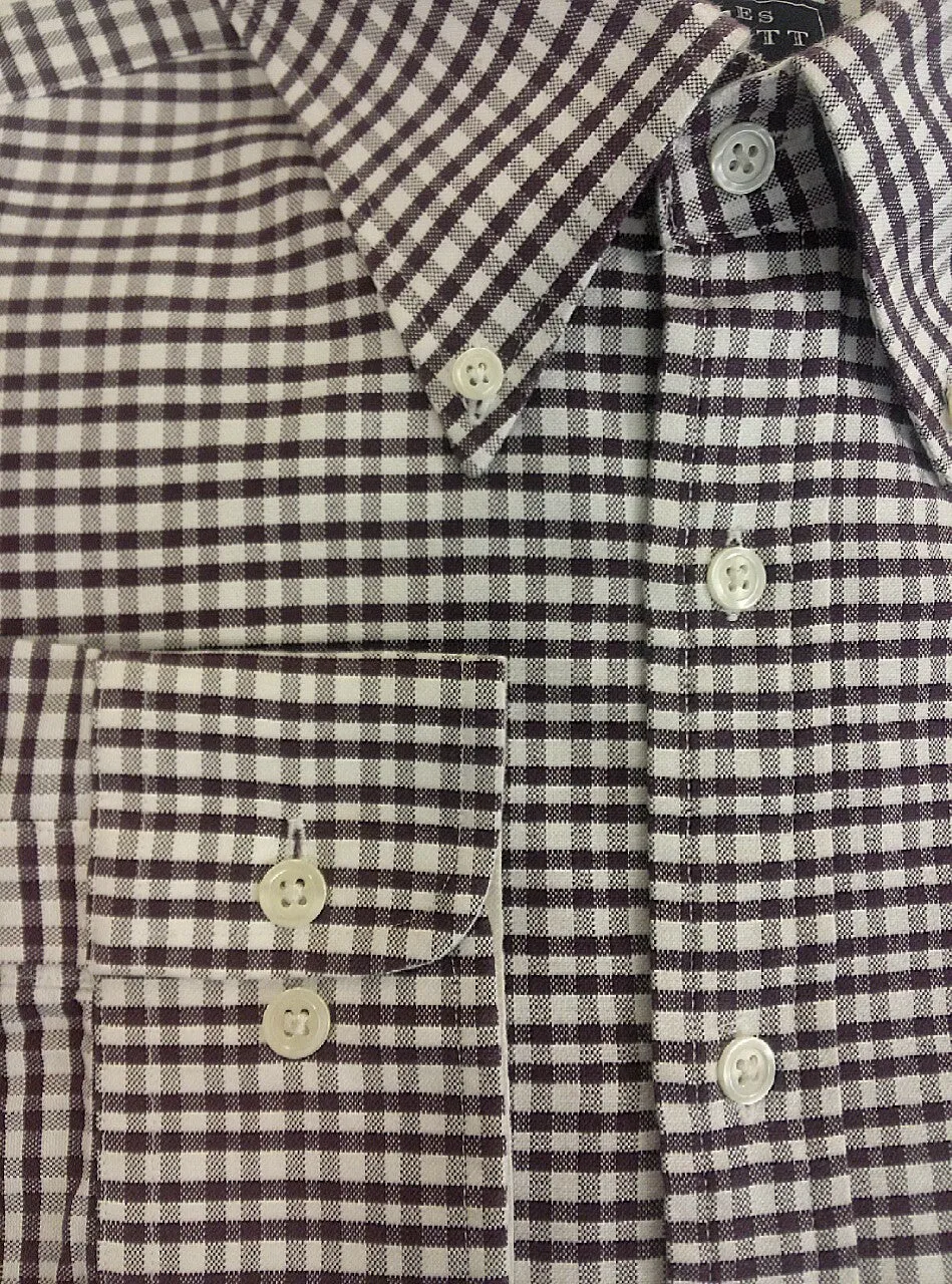 Charles Tyrwhitt- Purple Cotton Check BD Oxford Dress/ Fashion Shirt- size L