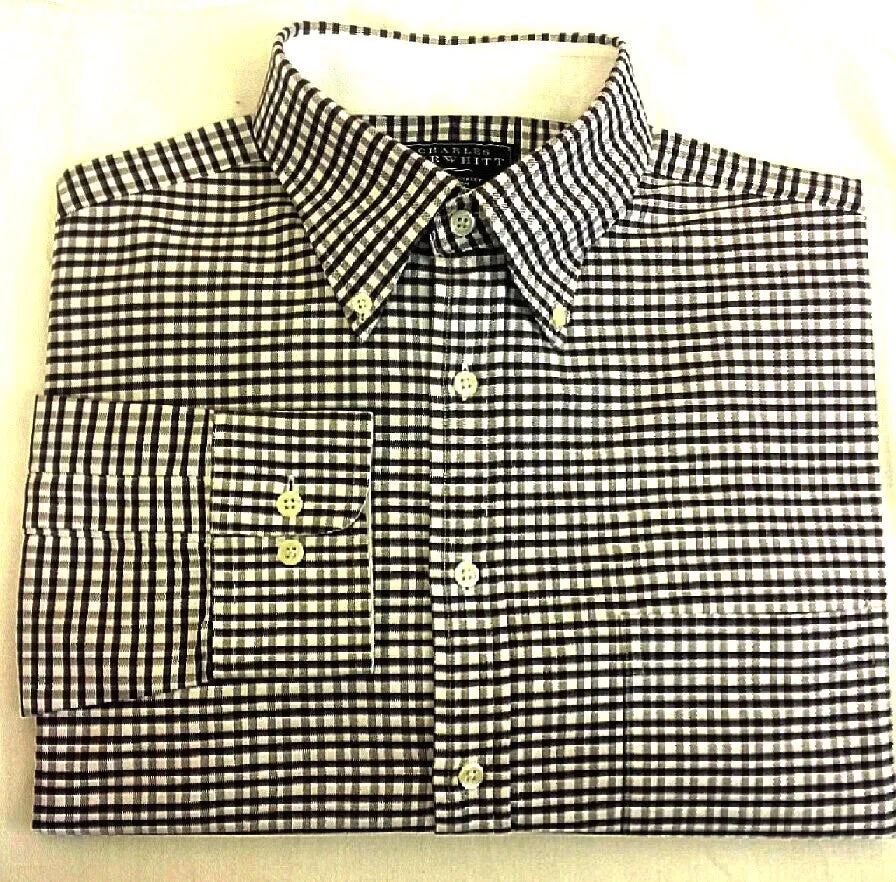 Charles Tyrwhitt- Purple Cotton Check BD Oxford Dress/ Fashion Shirt- size L