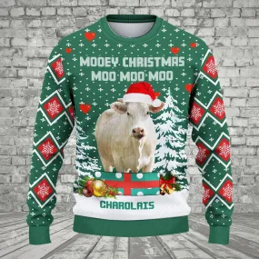 Charolais Green Ugly Christmas Sweater, Sweater Gifts For Pet Loves, Farmers Sweater