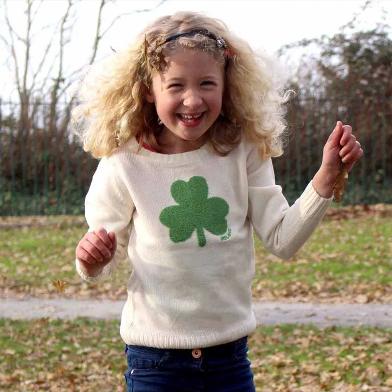 Child's Irish Sweater with Shamrock Design