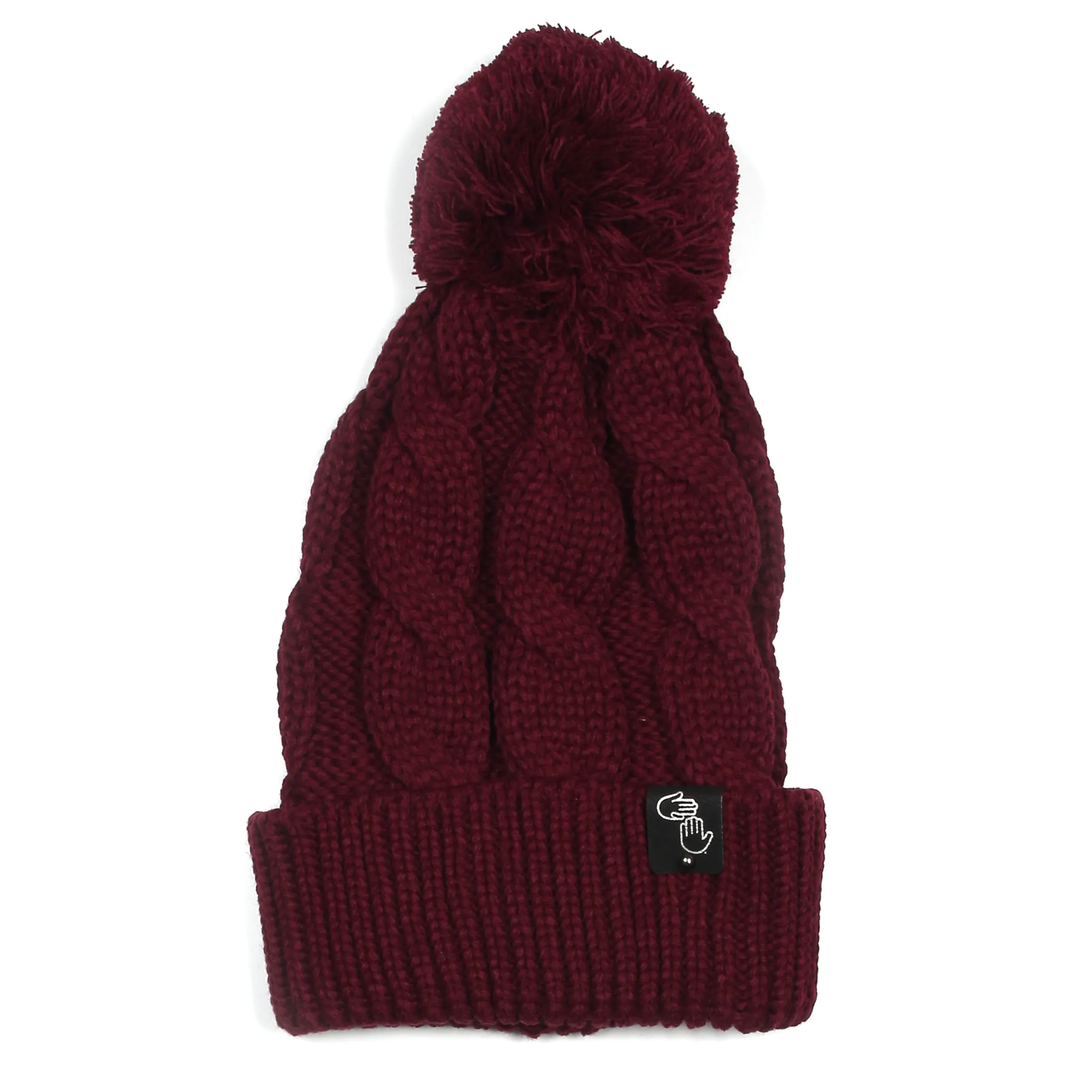 Chunky Pom Beanie (Burgundy)