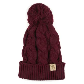 Chunky Pom Beanie (Burgundy)