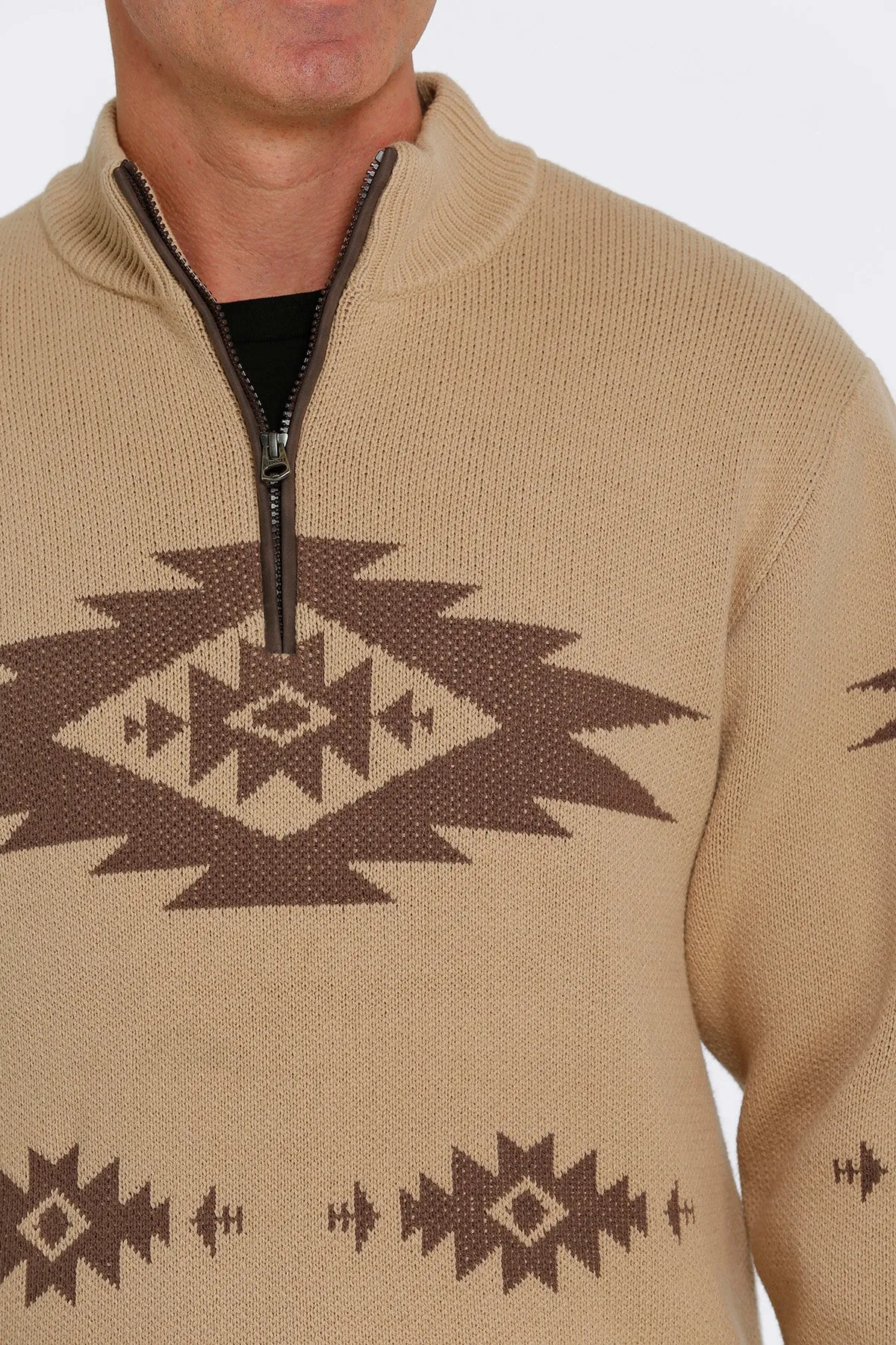 Cinch | Khaki 1/4 Zip Pullover Sweater