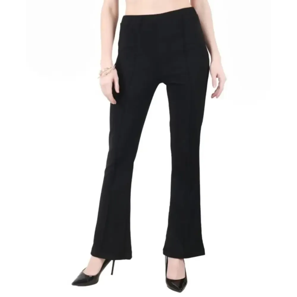 Classic Cotton Blend Solid Trousers for Women