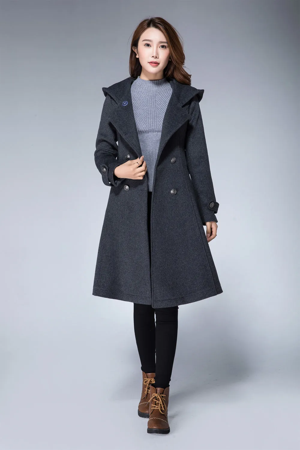 coat jacket, grey wool coat, winter coat, double breasted coat, classic coat 1871