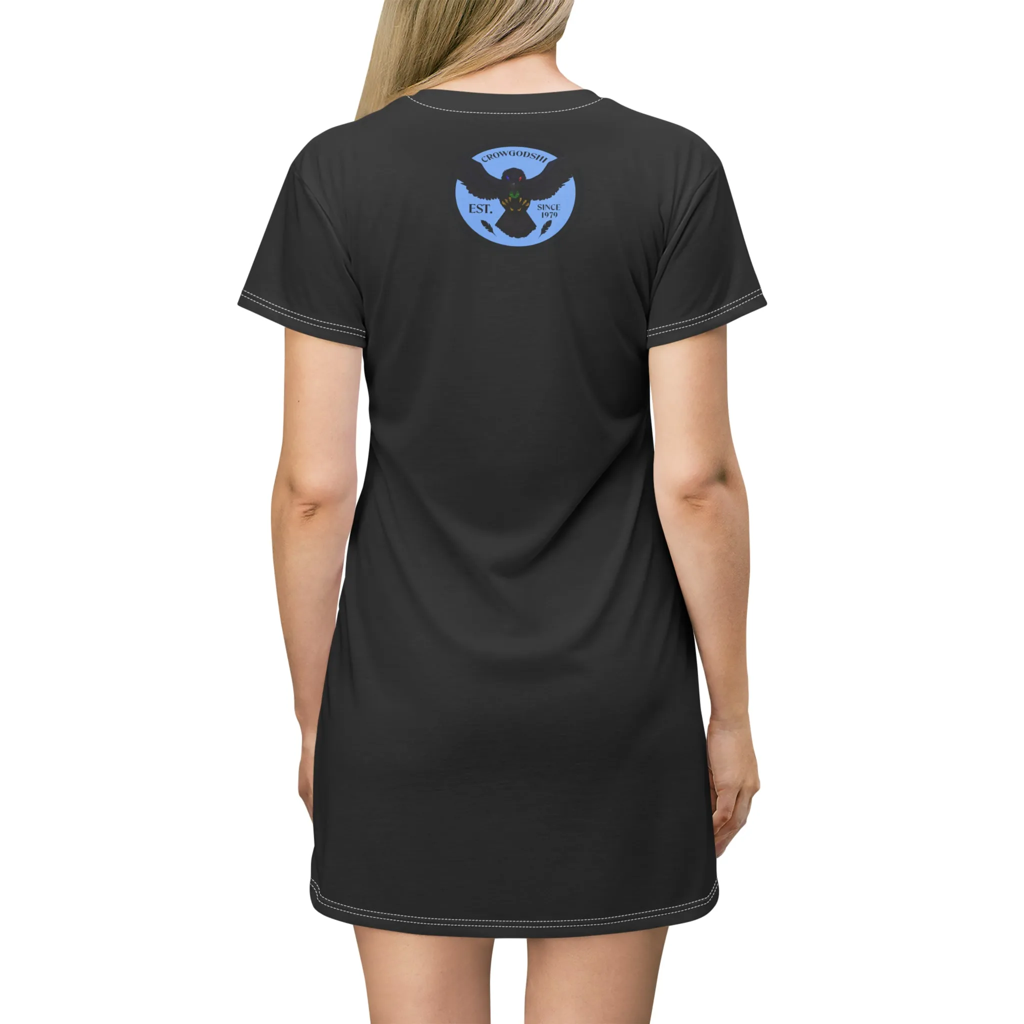 Crowgodshi Symbol T-Shirt Dress, CAROLINA BLUE LOGO