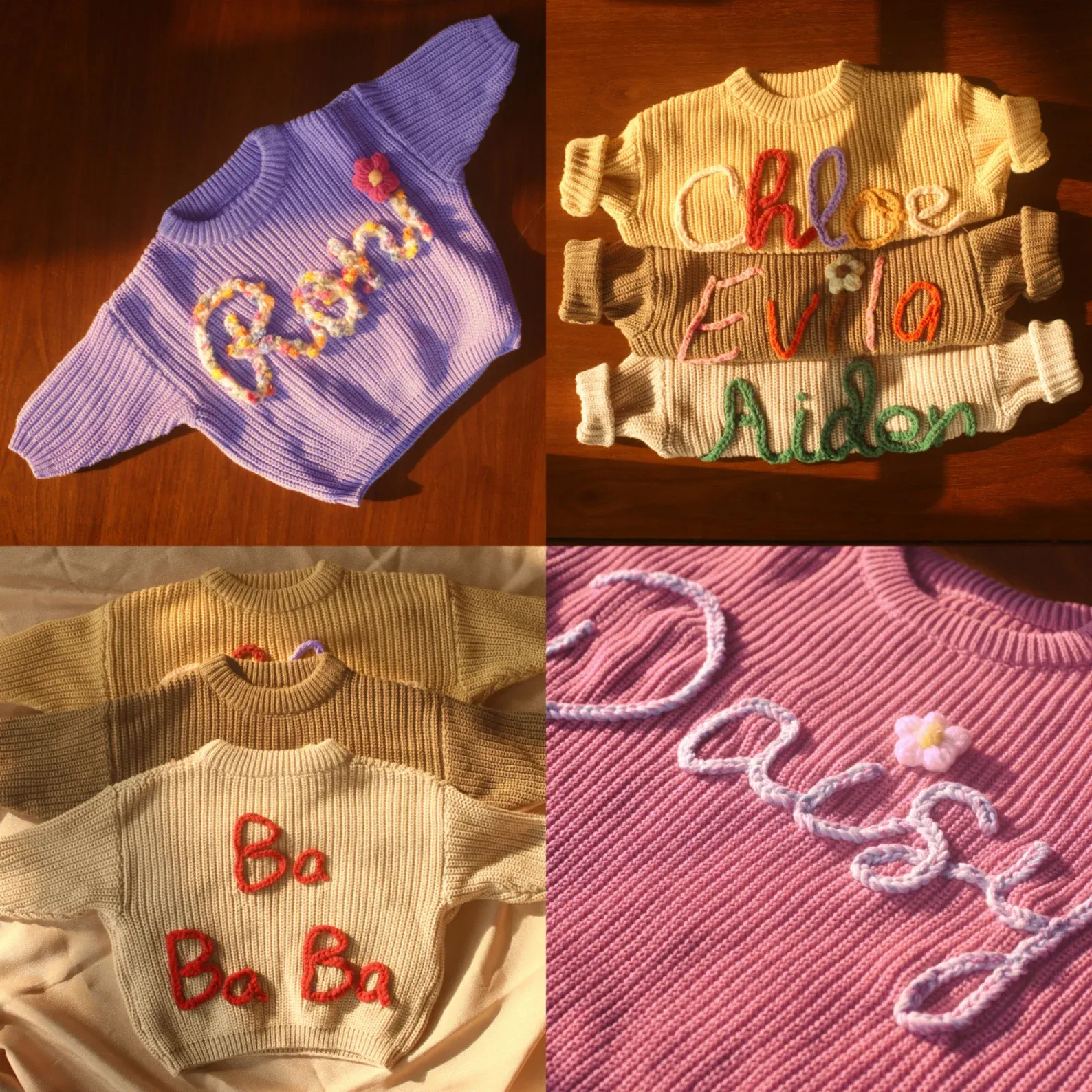 Custom Baby Name Sweater, Baby Knit Sweater, Embroidered Baby Sweatshirt KS05