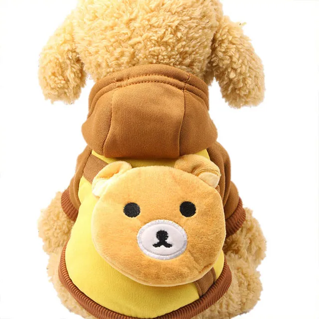 Cute Cartoon Bear Pocket Warm Fleece Lining Hoodie For Dogs