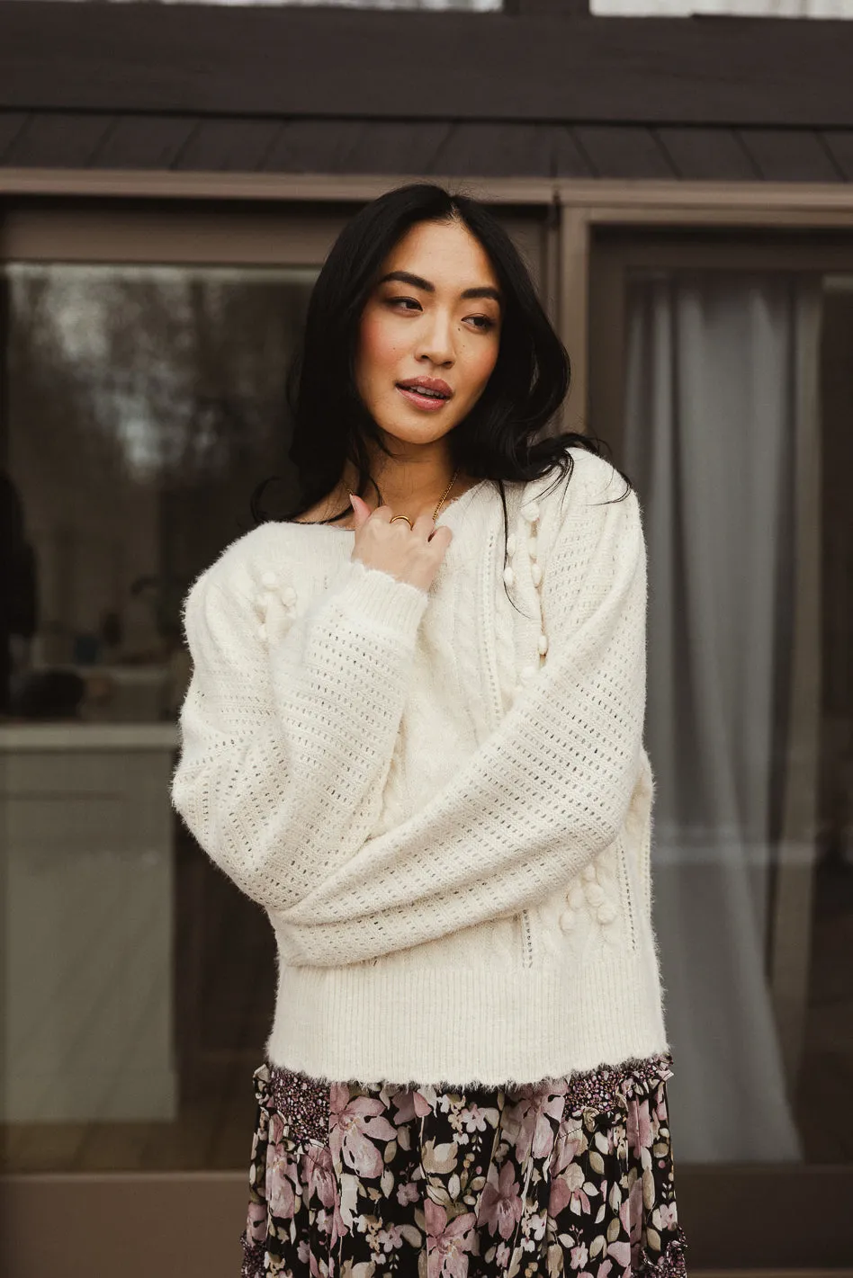 Dakota Cable Knit Sweater in Ivory - FINAL SALE