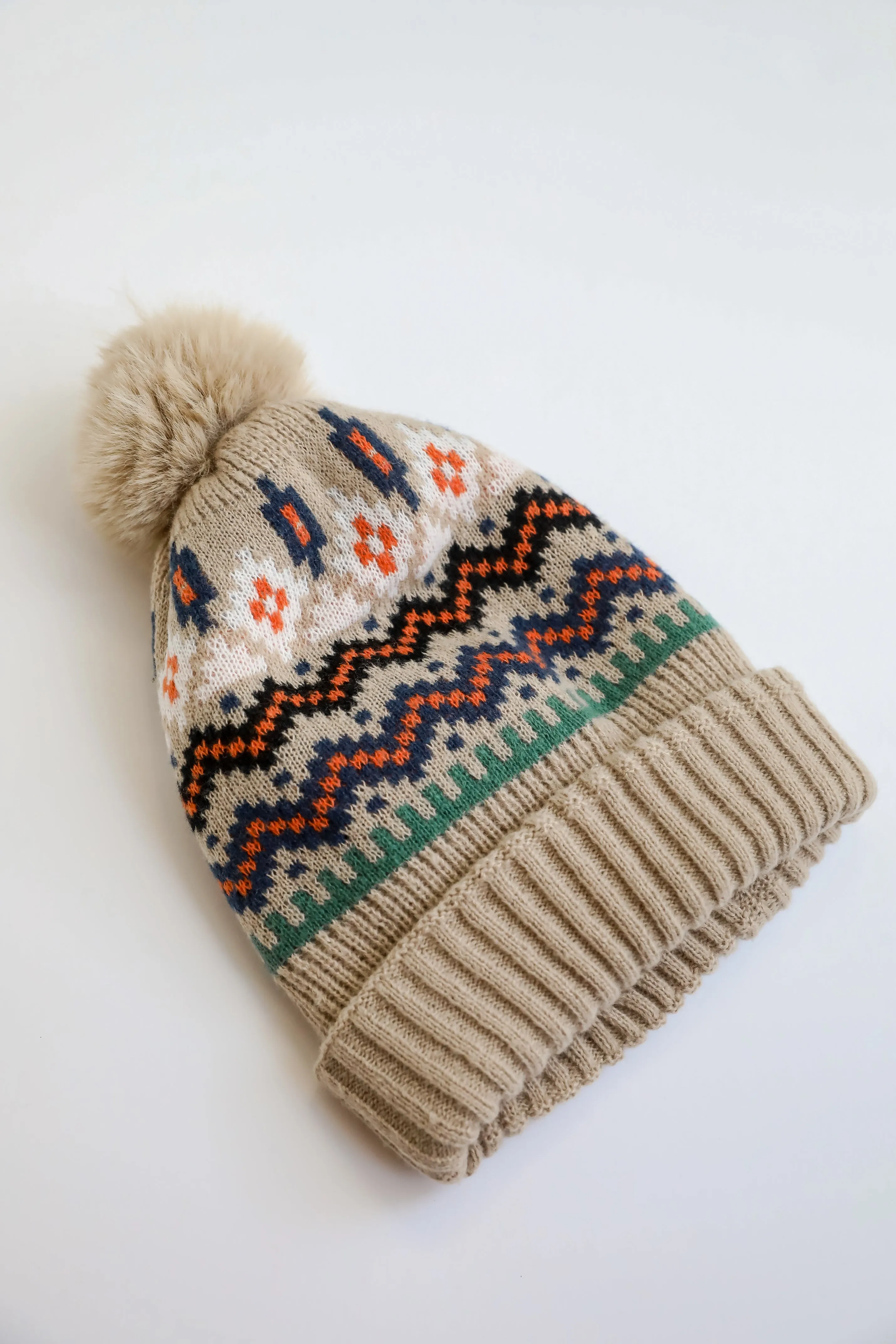 Deluxe Coziness Beige Pom Pom Beanie - DOORBUSTER