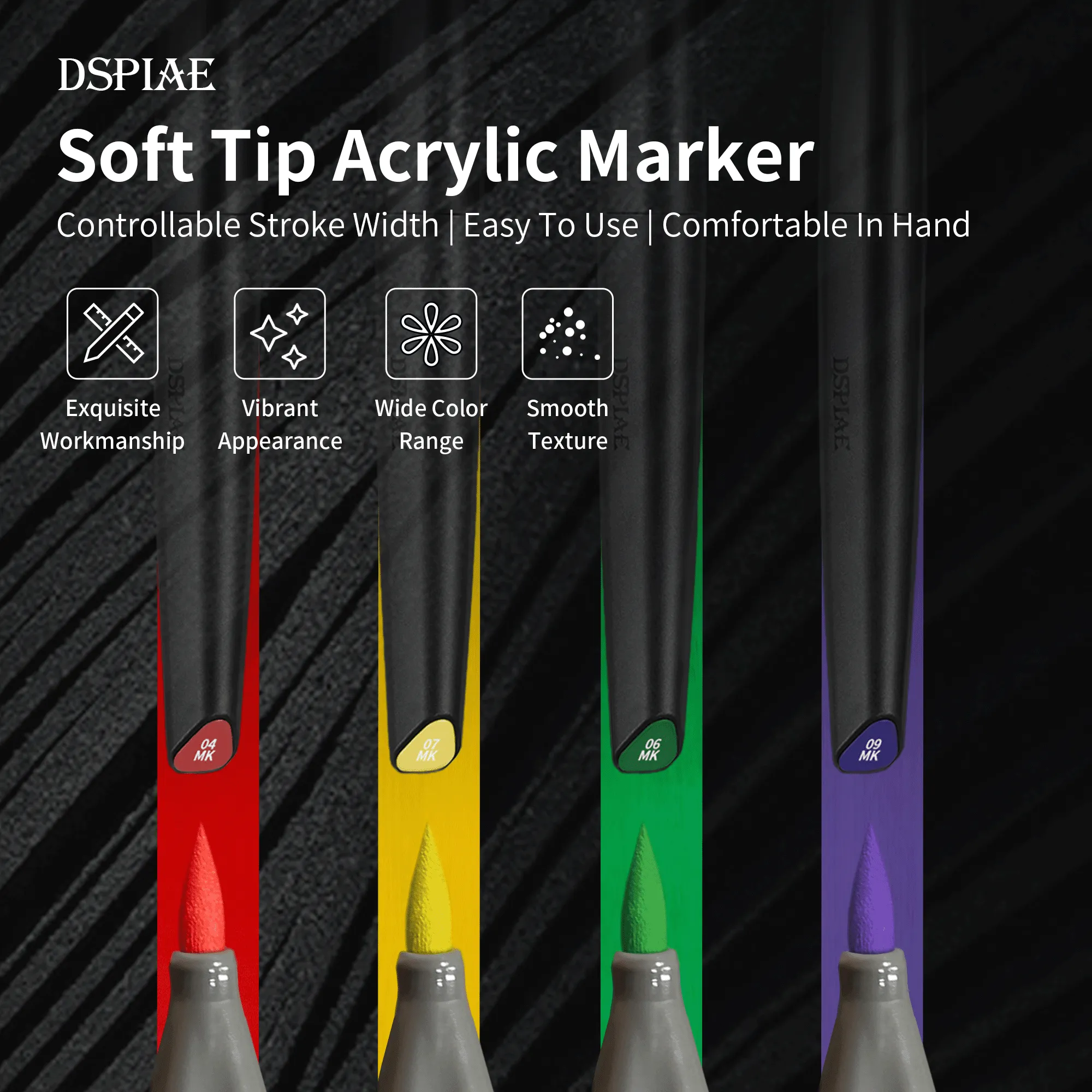 DSPIAE Soft Tip Marker Pure Black MK-01