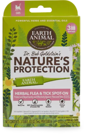 Earth Animal Flea & Tick CAT Herbal Spot On 3pk (.03oz/1ml per tube)