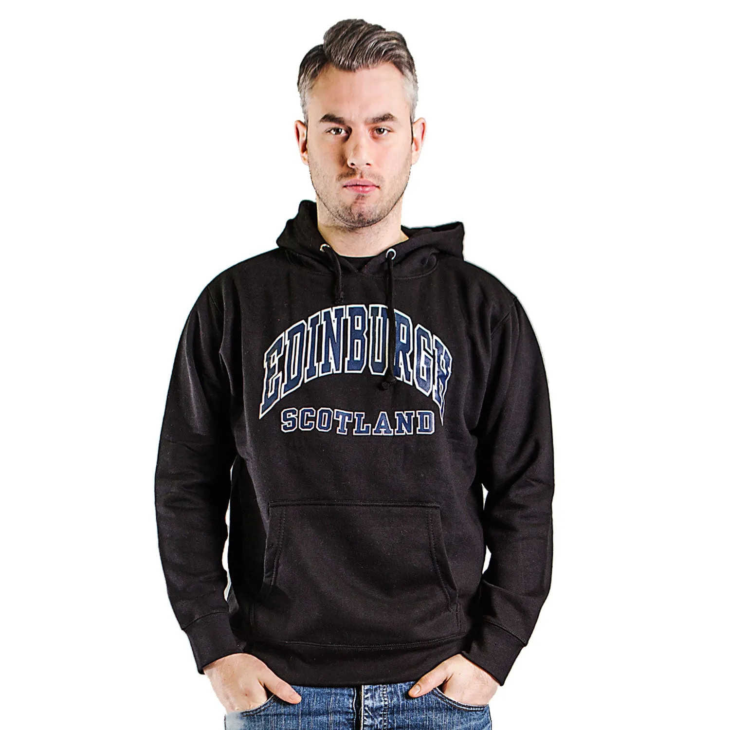 Edinburgh Harvard Print Hooded Top Black