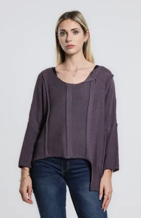 Eggplant Amani Crop Sweater