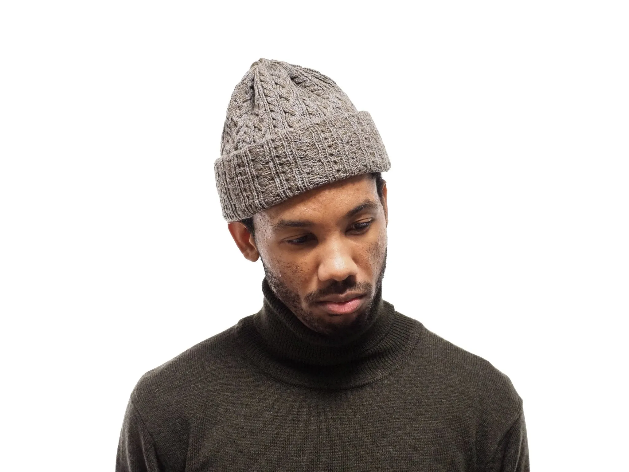 Fisherman Cable Knit Hat Green