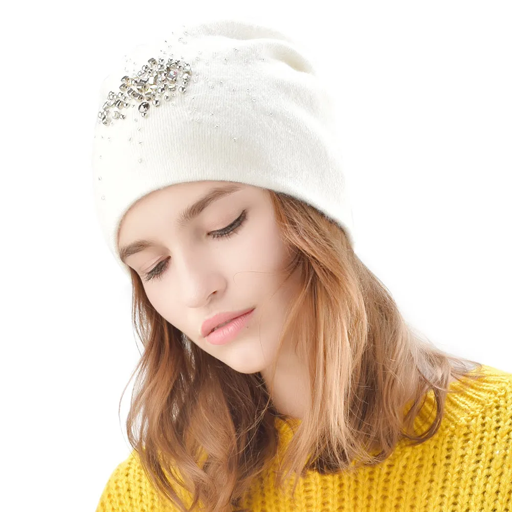 FURTALK Winter Women Beanie Hat Flower Pattern Sequin Drop Shipping B013