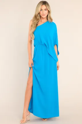 Get Obsessed Blue One Shoulder Maxi Dress