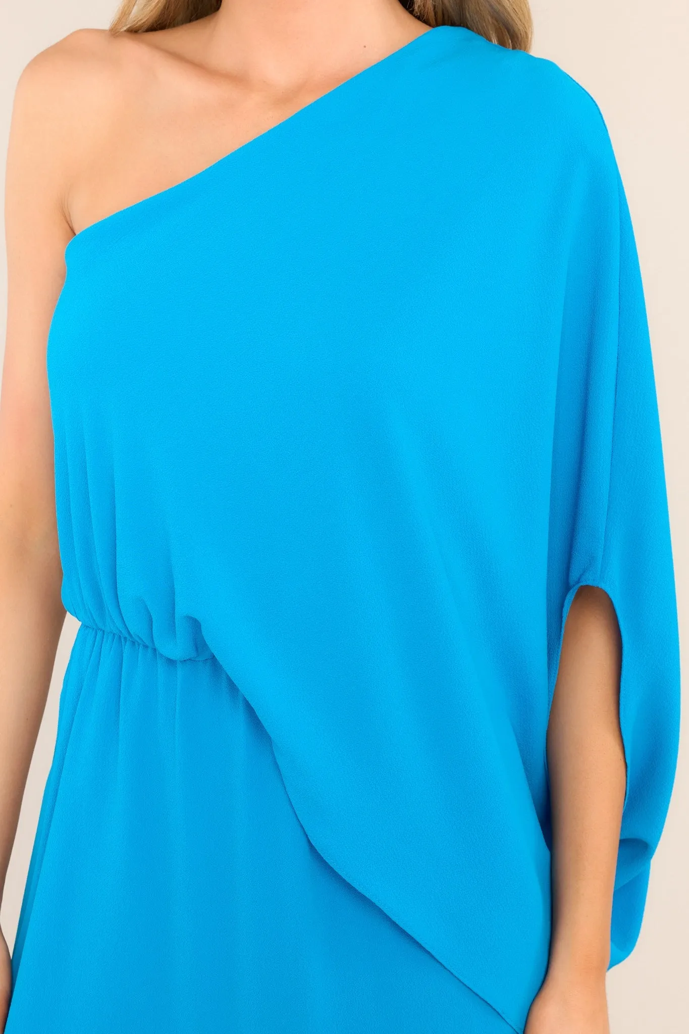 Get Obsessed Blue One Shoulder Maxi Dress