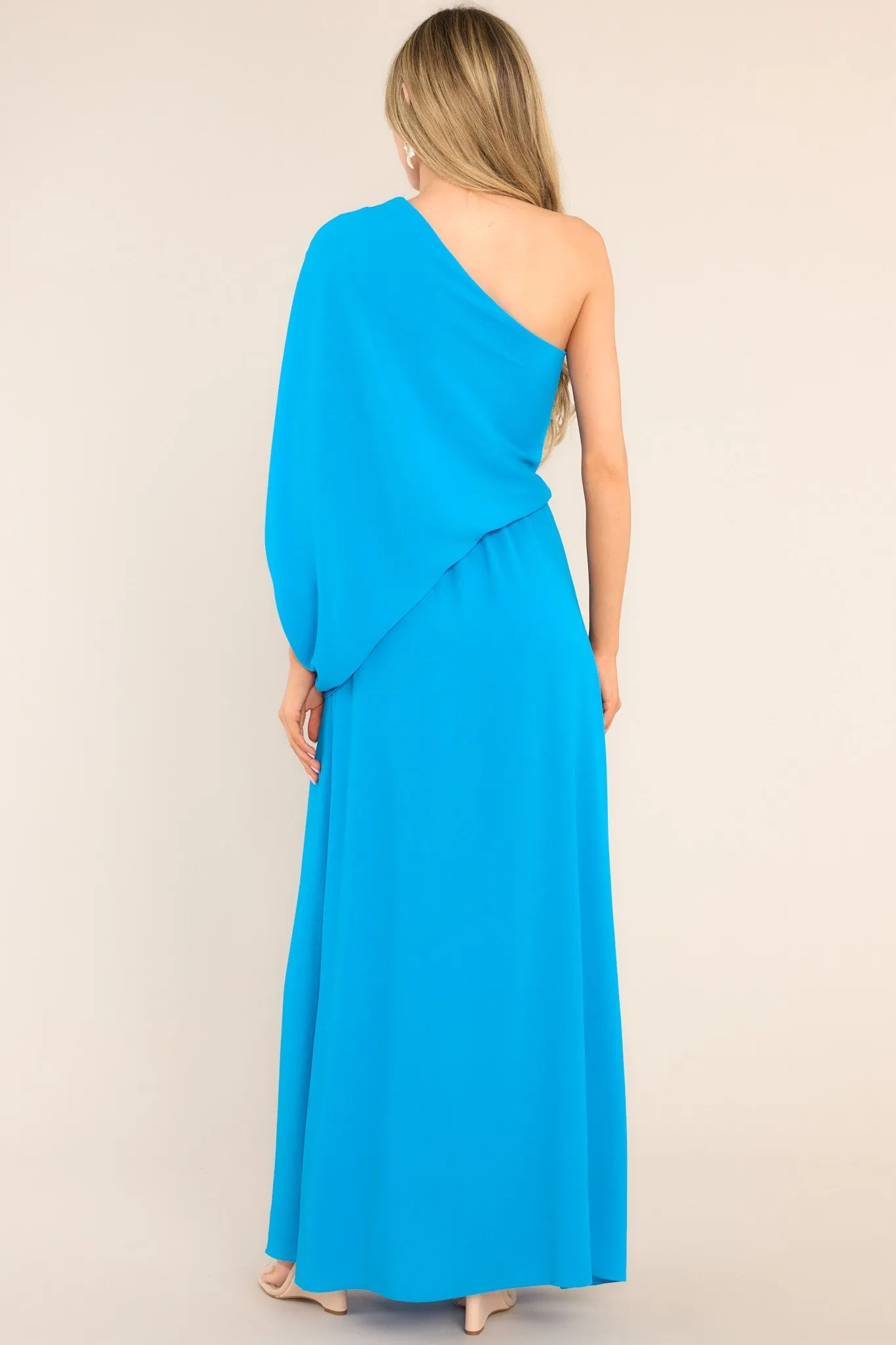 Get Obsessed Blue One Shoulder Maxi Dress