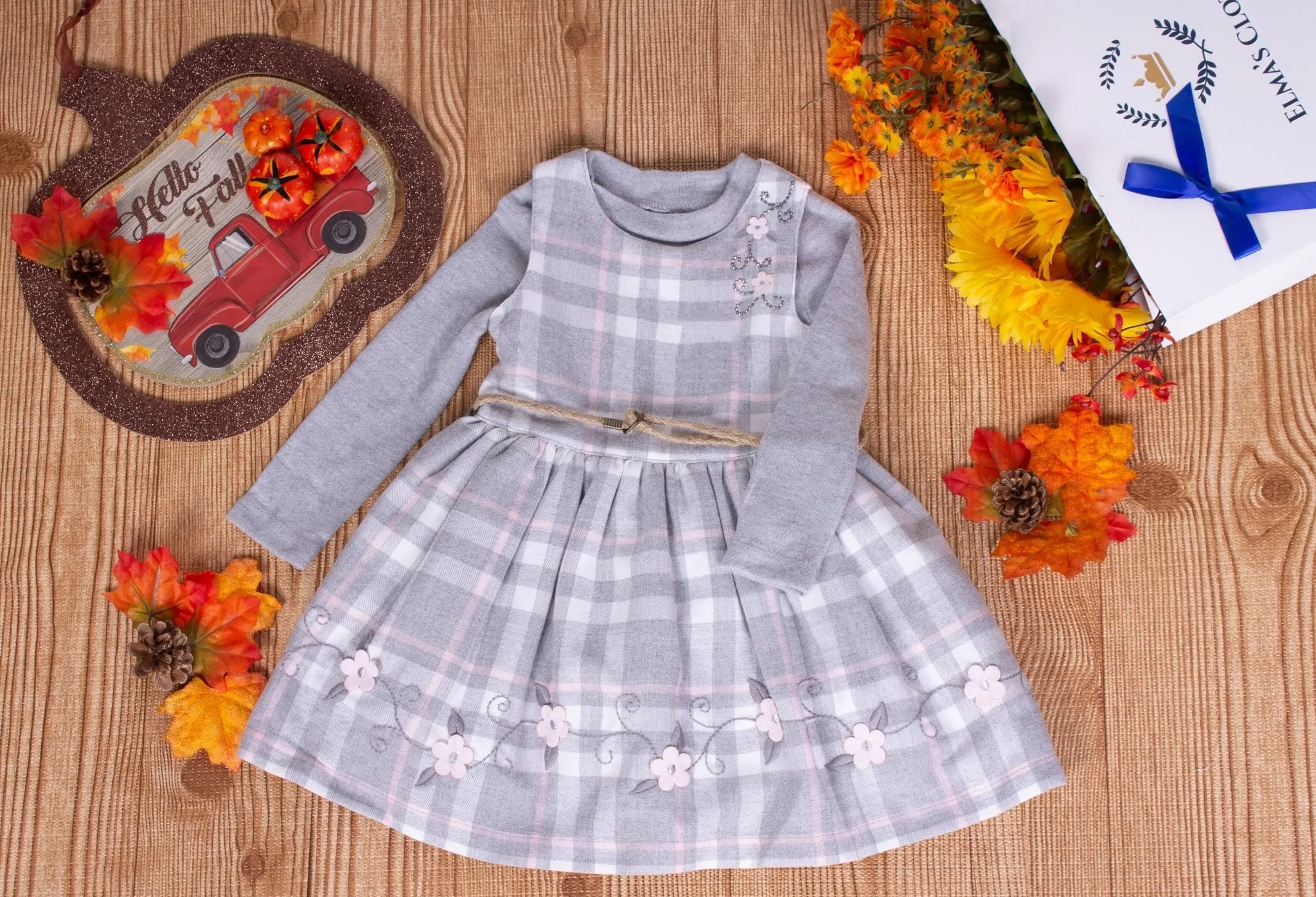 Girls 2 Piece Gray Dress