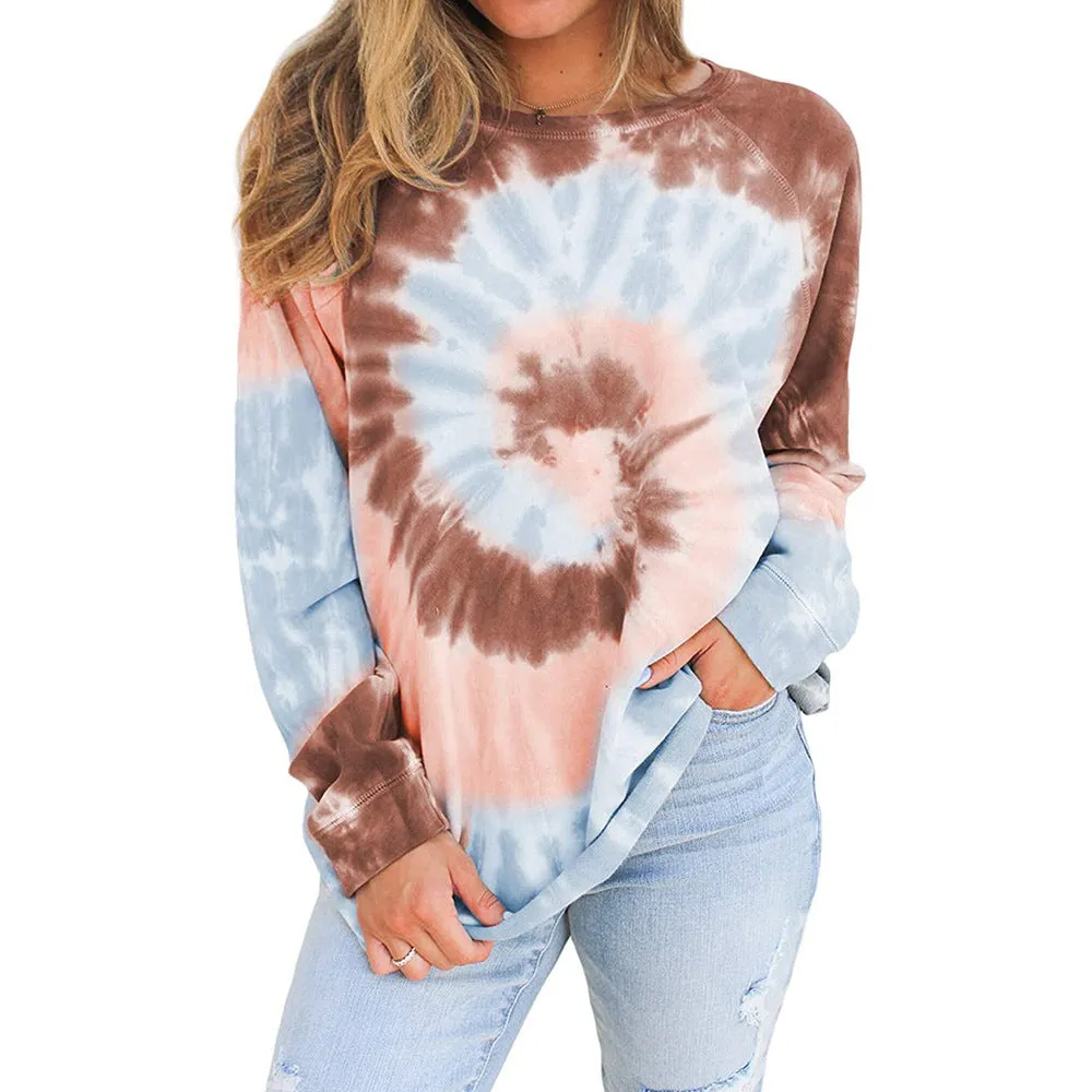 Gradient Color Tie-Dye Loose Sweater Women Wholesale T Shirts