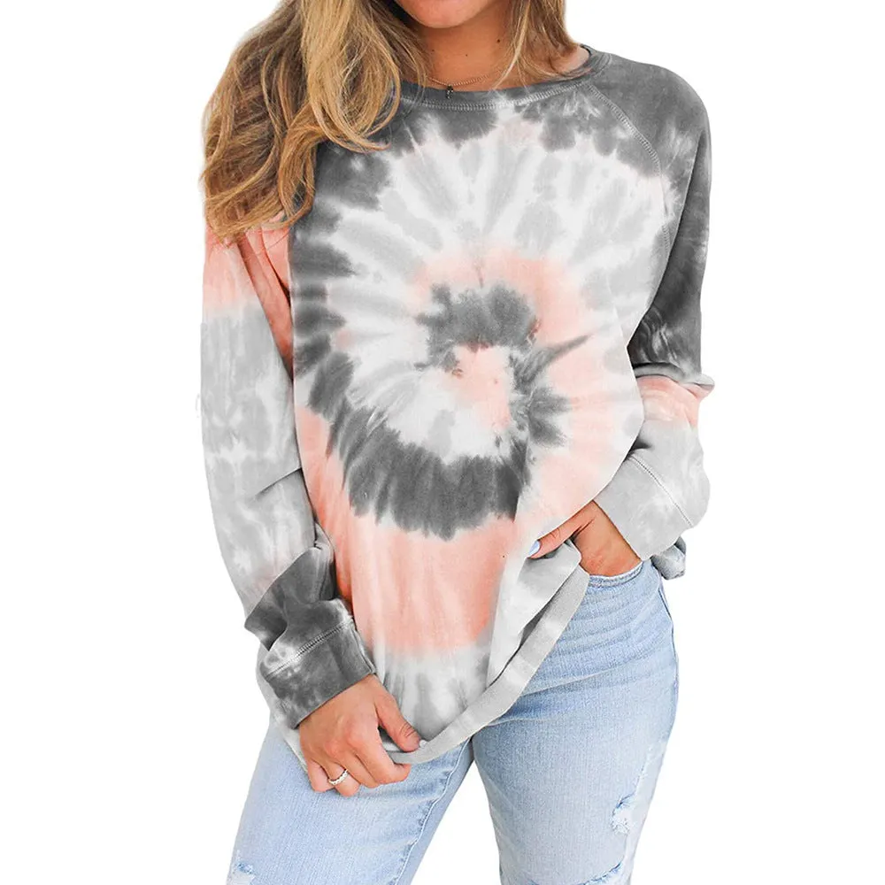 Gradient Color Tie-Dye Loose Sweater Women Wholesale T Shirts