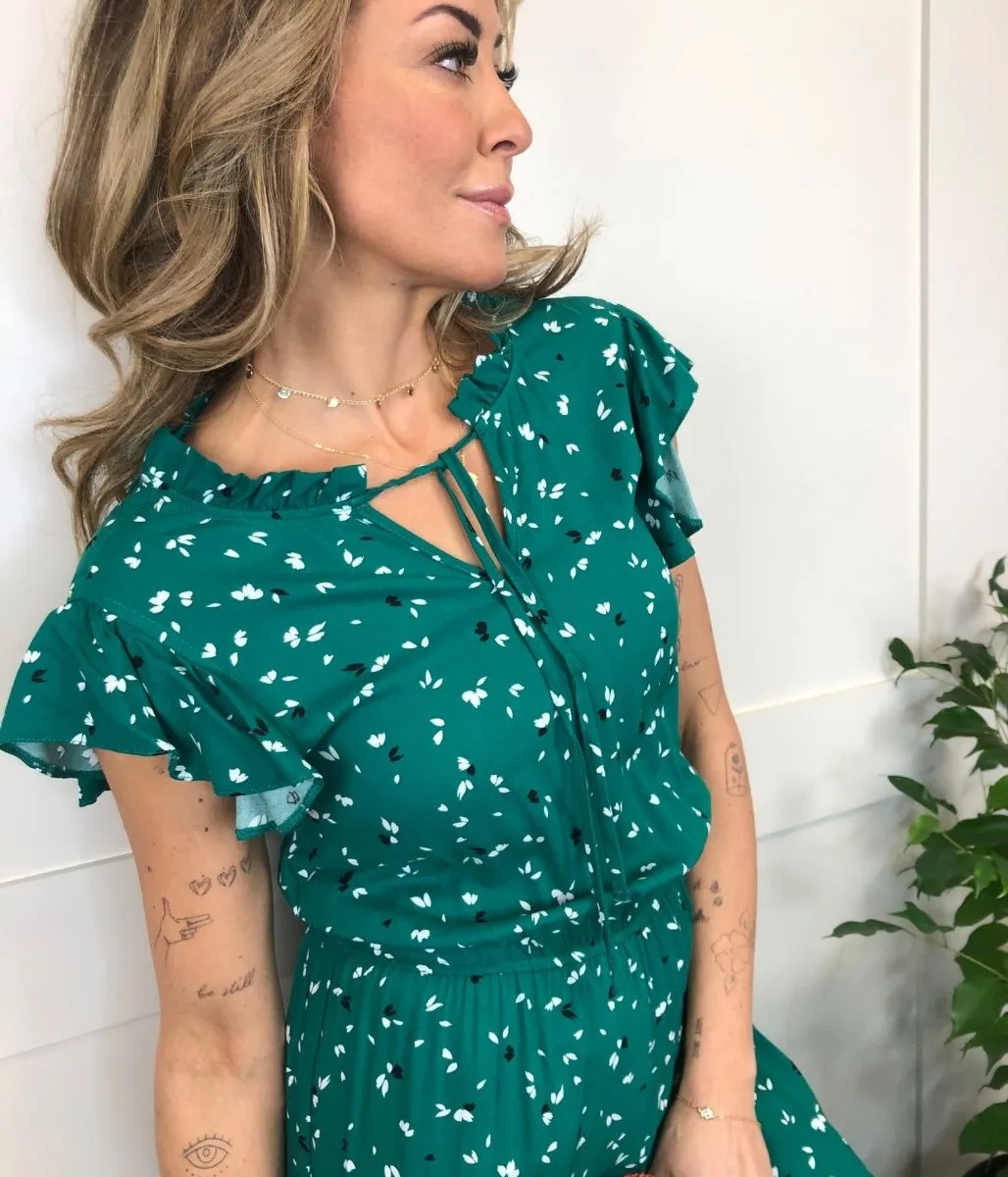 Green Ditsy Jumpsuit